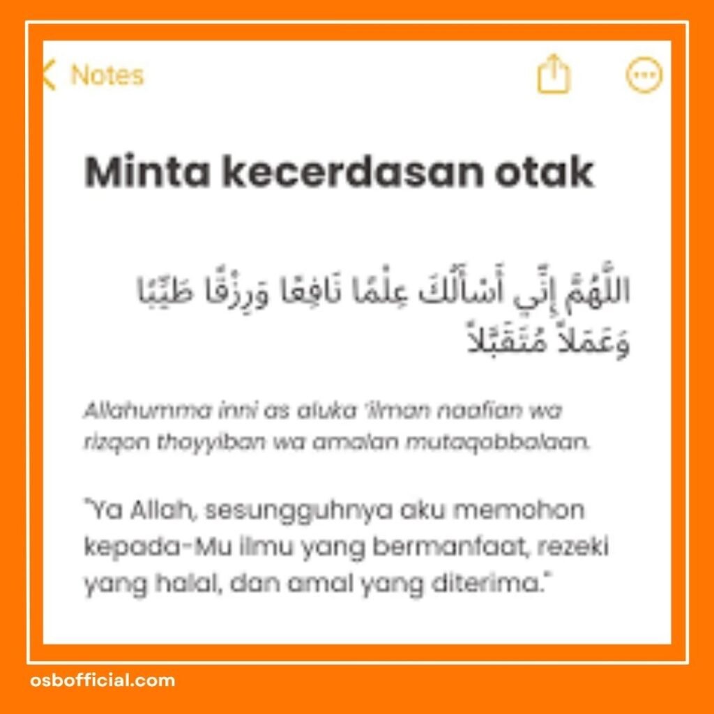 Doa Kecerdasan Otak